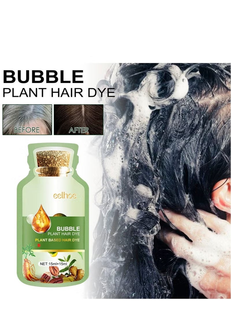 EELHOE Bubble Plant Hair Dye,Natural Plant Hair Dye, Huang Yi Bubble Plant Hair Dye, Pure Plant Extract for Grey Hair Color Bubble Dye Shampoo, Instant Natural Hair Dye Shampoo, Plant Fruit Hair Dye Cream 30ml 10packs/Box - Image 5